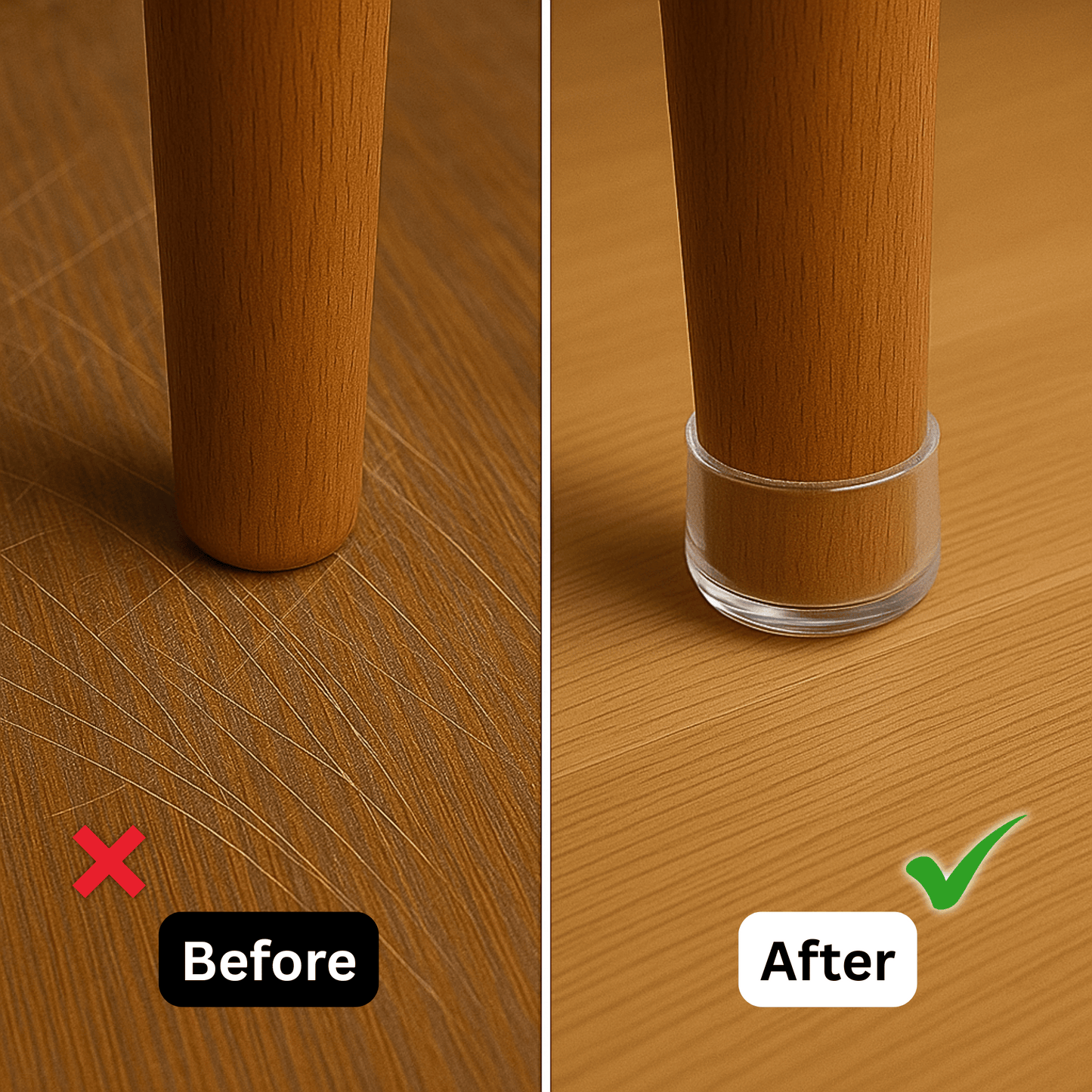 Round Felt Silicone Chair Leg Protectors | Extra-Durable Chair Floor Protectors