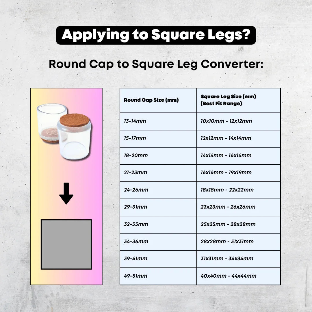 Round Felt Silicone Chair Leg Protectors | Extra-Durable Chair Floor Protectors - Chair Caps Australia - www.chaircapsaustralia.com.au