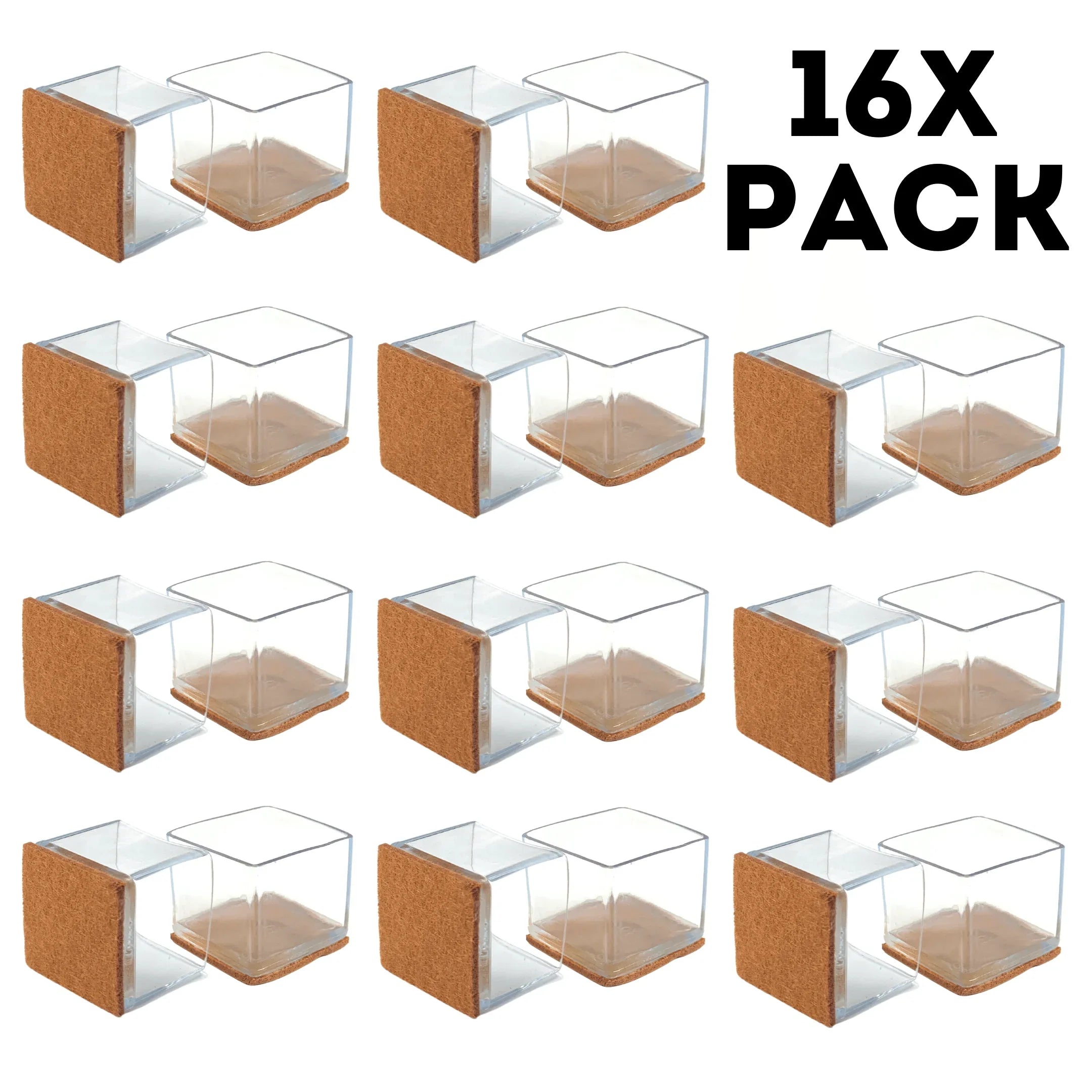 Square Chair Leg Protectors 16x Pack
