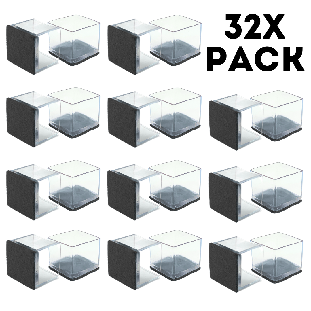 Square Chair Leg Protector Glides - 32x Pack