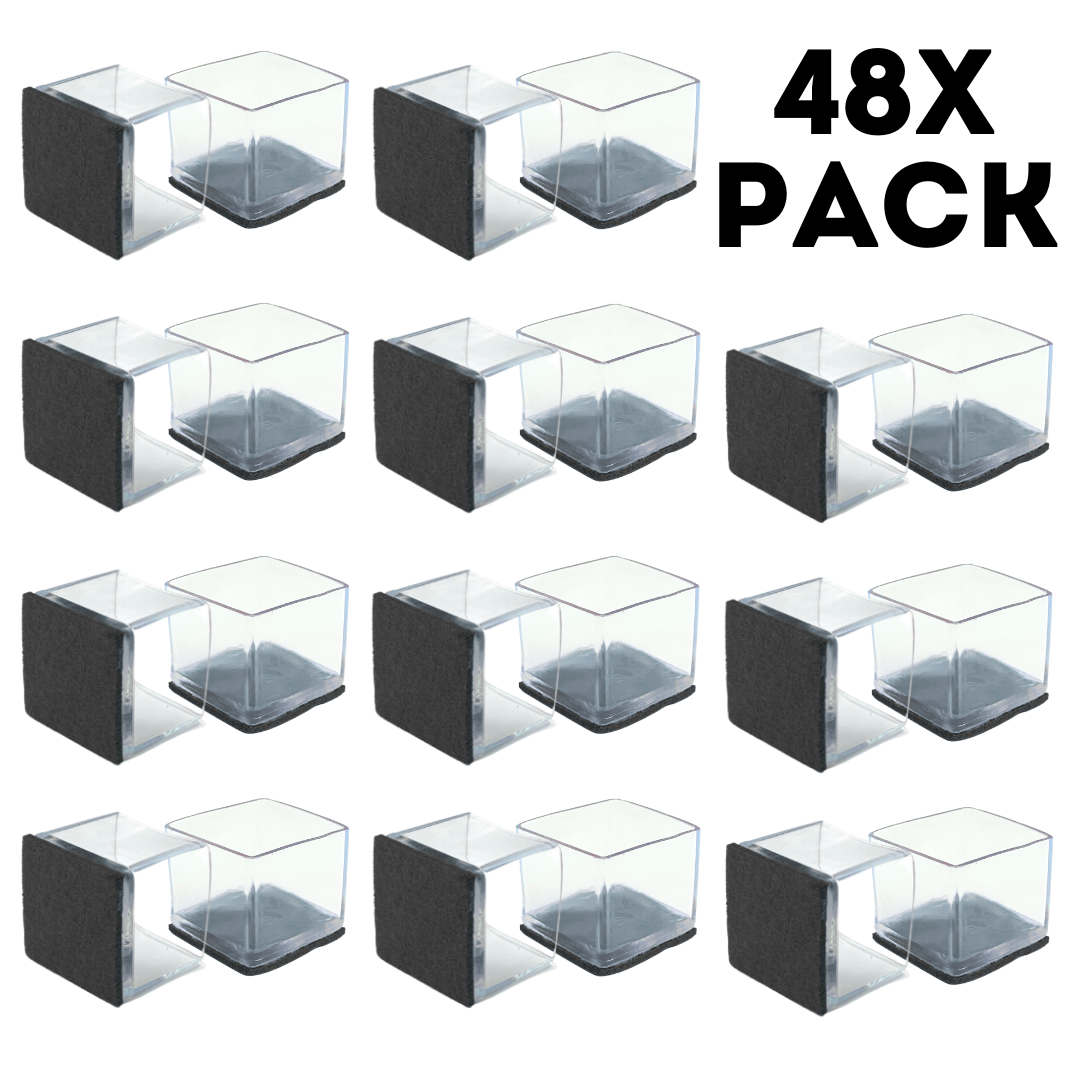 Square Chair Leg Protector Glides - 48x Pack