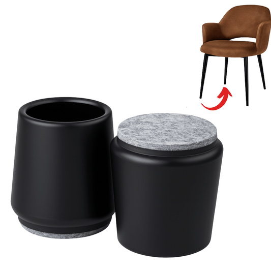 Titan Round Black Felt Chair Leg Protectors – Premium Fit for Angled & Straight Legs