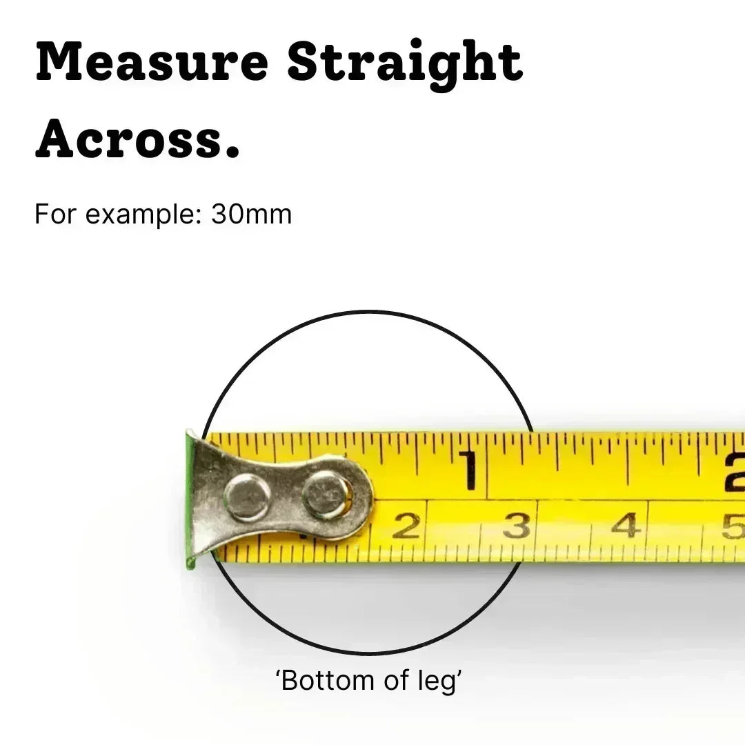 Measure straight across the flat bottom of a round chair leg to choose the correct round stick on felt pad size.