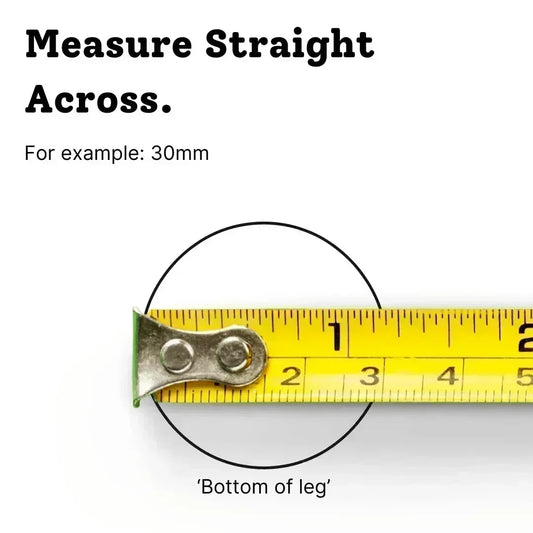 Measure straight across the flat bottom of a round chair leg to choose the correct round stick on felt pad size.
