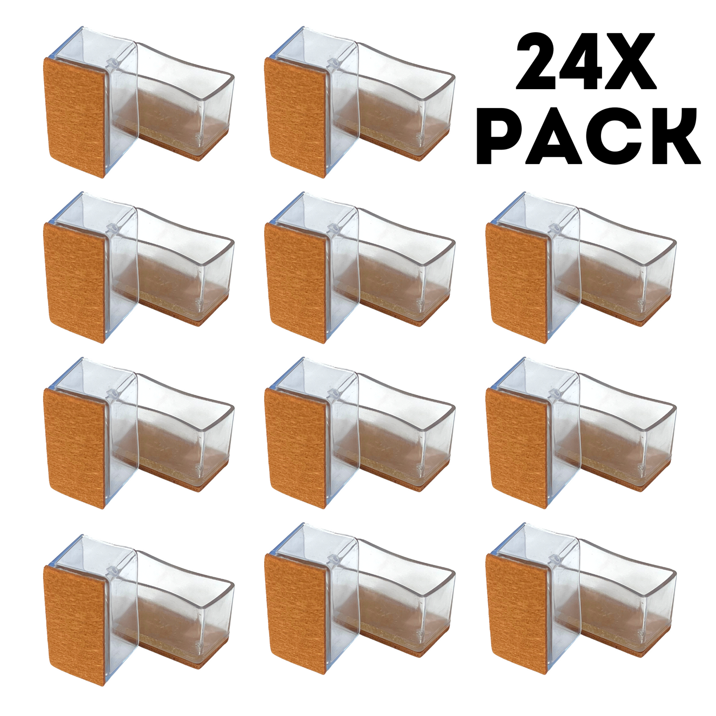 Rectangle Chair Leg Protector Glides - 24x Pack