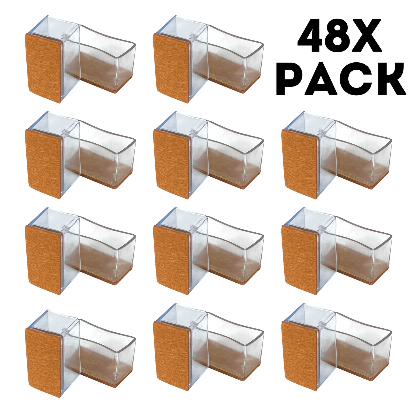 Rectangle Chair Leg Protector Glides - 48x Pack