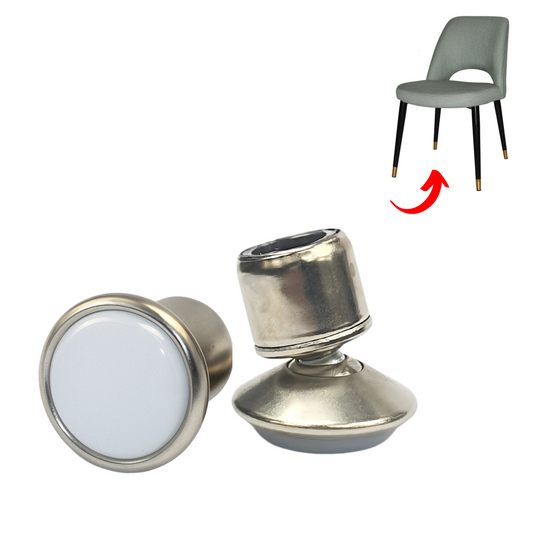 Self-Leveling Vintage Chair Leg Protector – Nickel Plated Swivel Base (NEW) - Chair Caps Australia - www.chaircapsaustralia.com.au