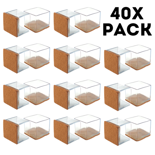 Square Chair Leg Protector Glides - 40x Pack