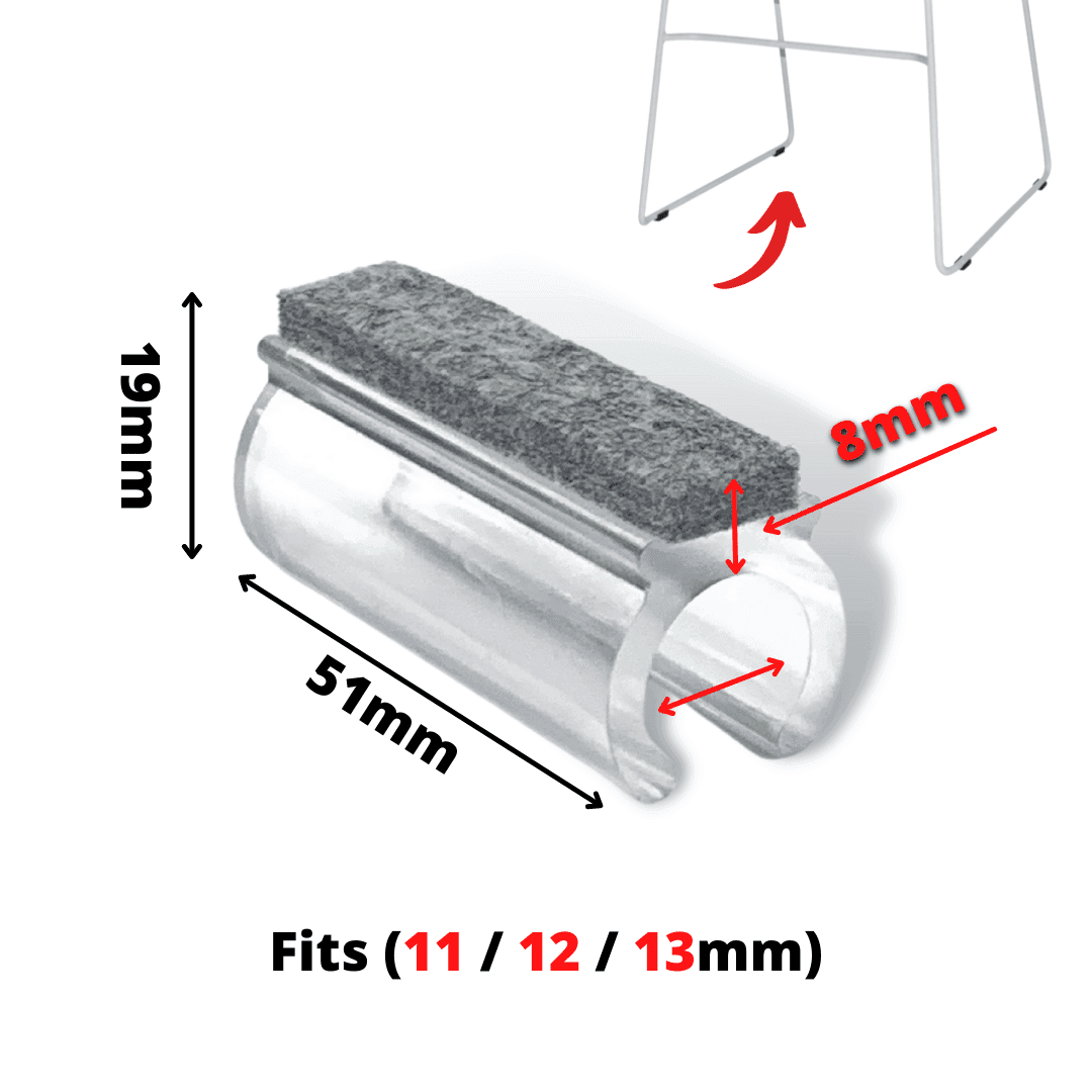 Clear Felt Clip-on Sled Chair Glides - No scratches - Chair Caps Australia - www.chaircapsaustralia.com.au