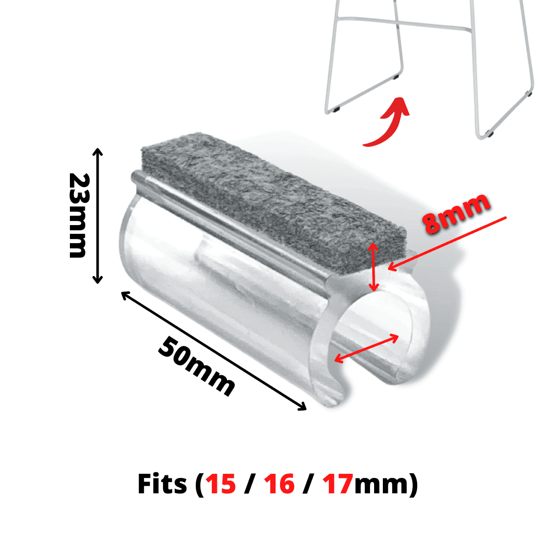 Clear Felt Clip-on Sled Chair Glides - No scratches - Chair Caps Australia - www.chaircapsaustralia.com.au