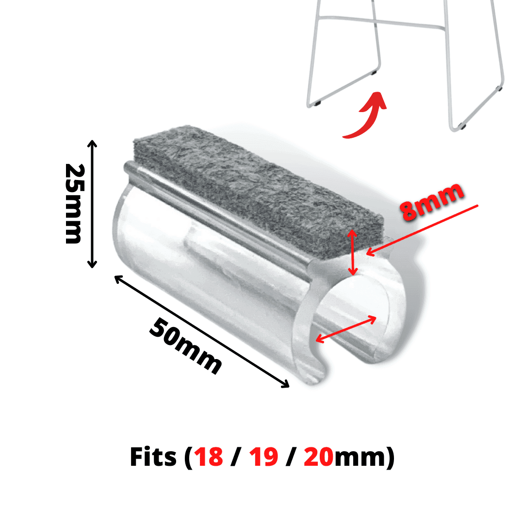 Clear Felt Clip-on Sled Chair Glides - No scratches - Chair Caps Australia - www.chaircapsaustralia.com.au