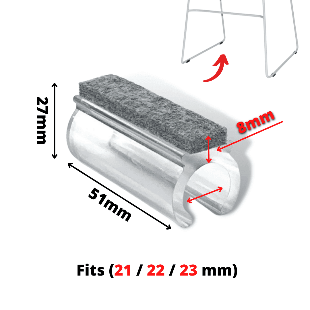 Clear Felt Clip-on Sled Chair Glides - No scratches - Chair Caps Australia - www.chaircapsaustralia.com.au