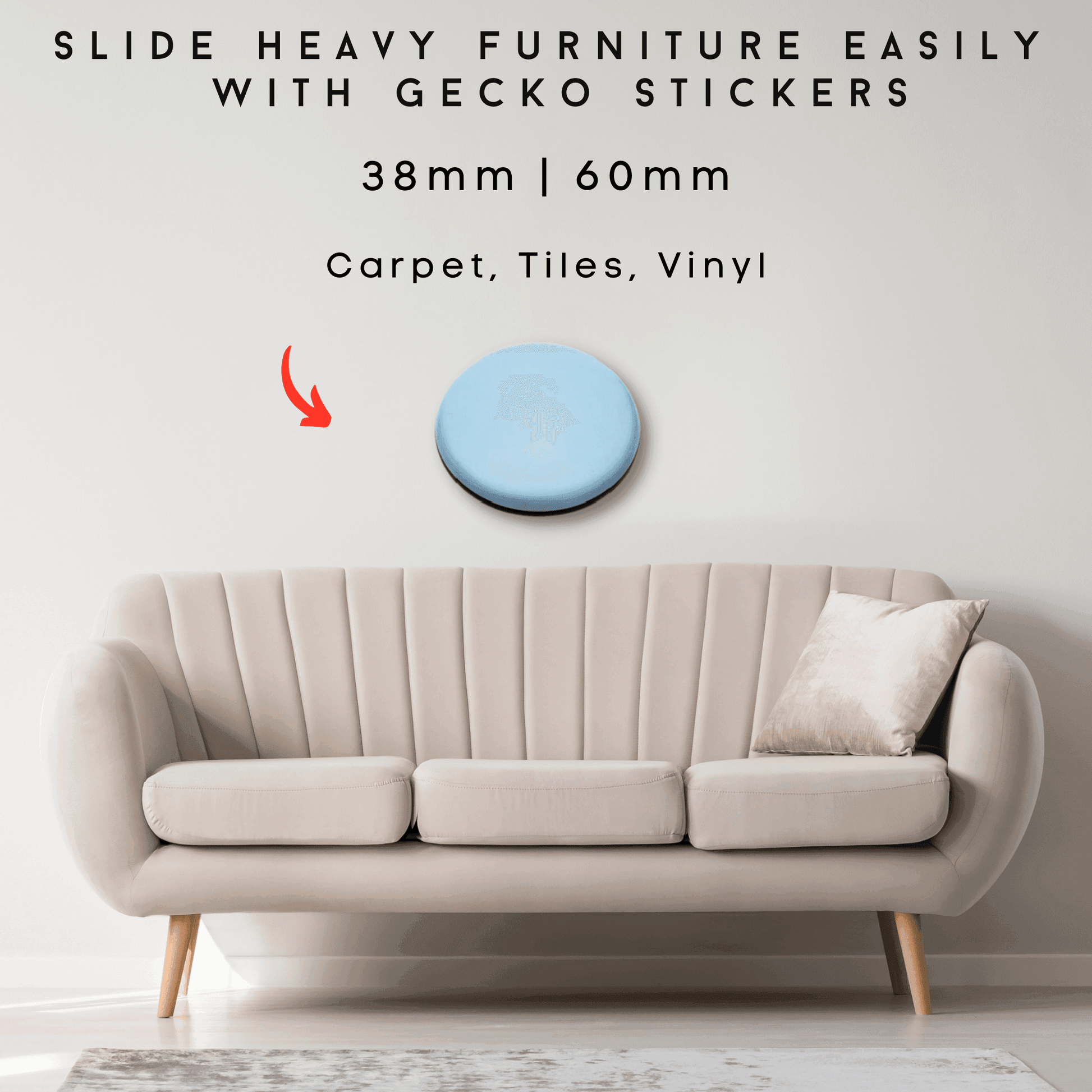 Stick-on Gecko Furniture Pad Glides - Slide Heavier Furniture Easily - Chair Caps Australia - www.chaircapsaustralia.com.au