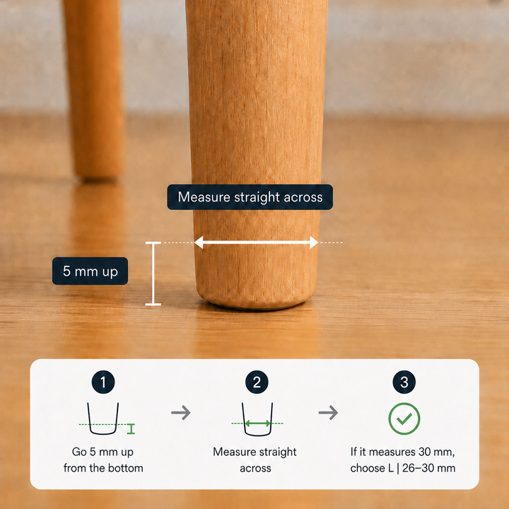 Illustrated guide showing where to measure for an Elite Groovy Flex protector